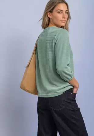 Effen shirt met 3/4-mouwen en ronde hals
