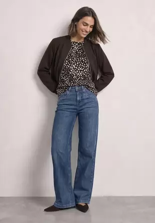 Shirt met 3/4-mouwen, ronde hals en patroon