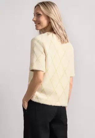 Shirt met korte mouwen, ronde hals en ruitjespatroon