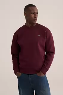 Relaxed fit sweater van interlock met embroidery
