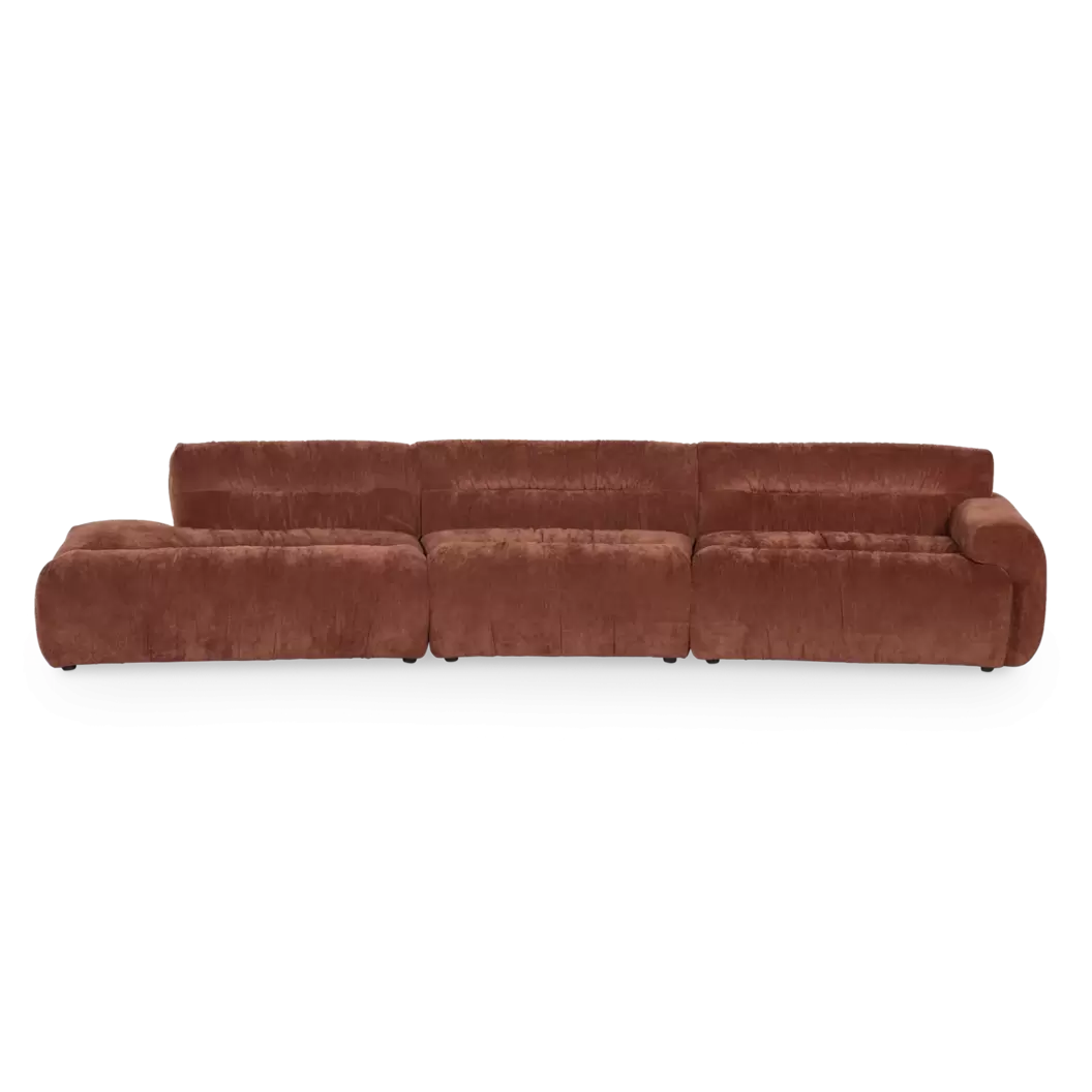 Hoekbank Amore - loungebank XXL - incl. ottomane - stof Fern Rust