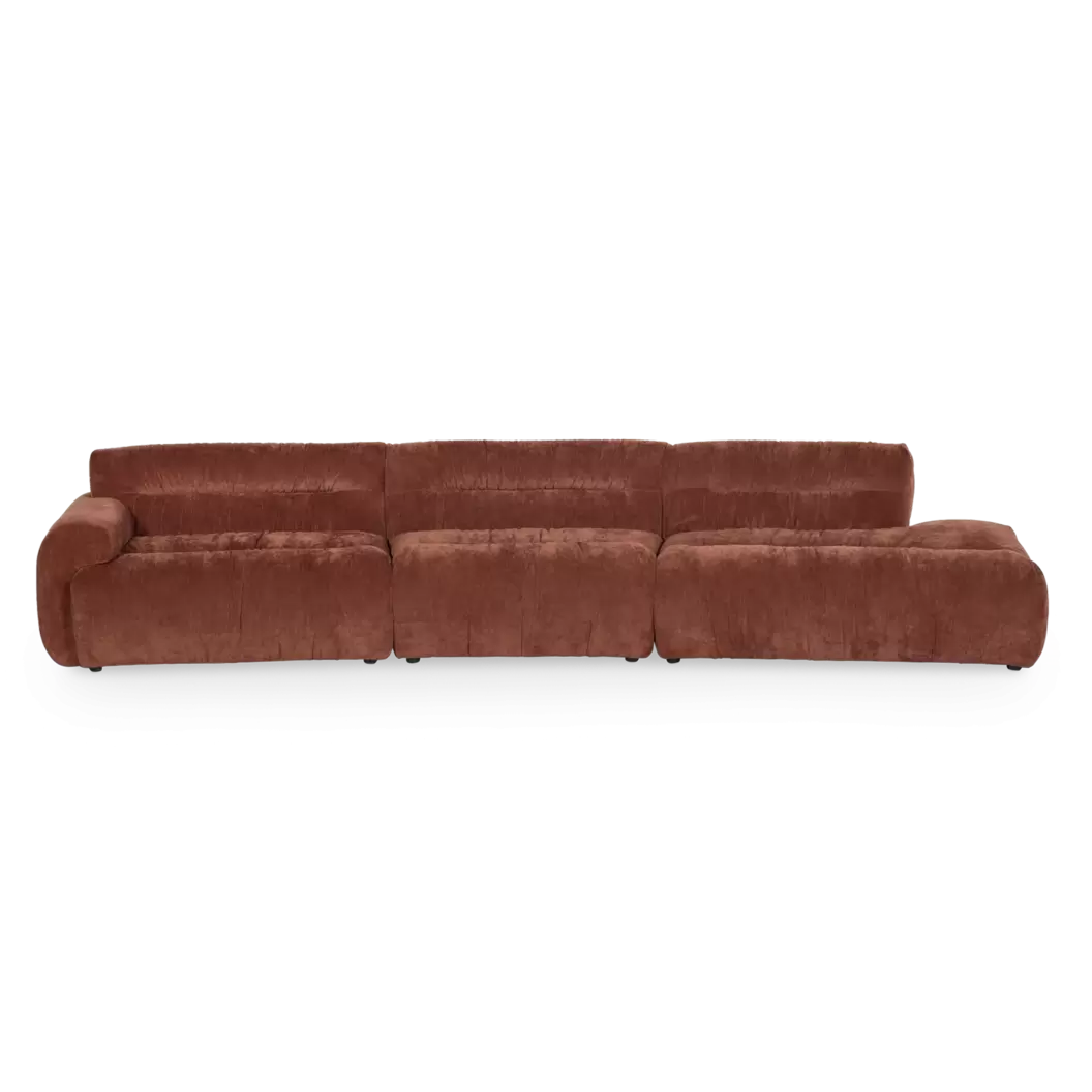 Hoekbank Amore - loungebank XXL - incl. ottomane - stof Fern Rust