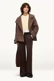 Pantalon - high waist - wide leg - met structuur