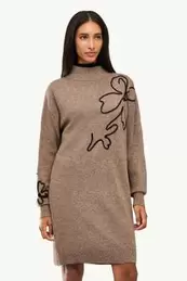 Gebreide jurk - straight fit - gebloemd