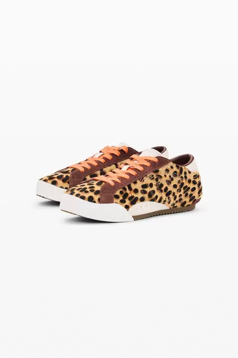 Sneakers met dierenprint 100% leer