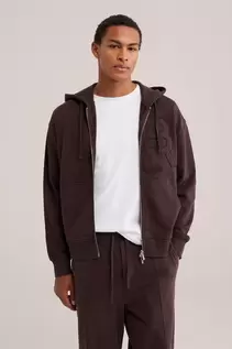 Loose fit vest met capuchon met patch