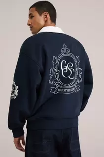 Loose fit sweater met polokraag en embroideries