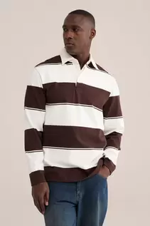 Loose fit polo met blokstreep