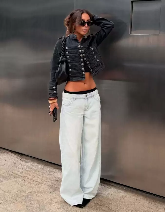 Wide leg jeans met lage taille