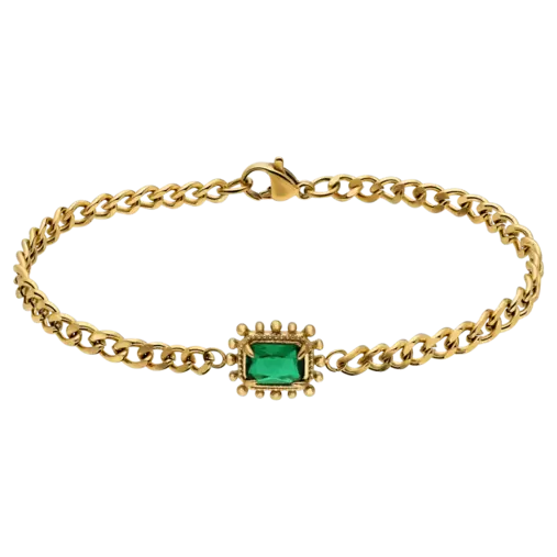 Stainless steel goldplated fantasiearmband met zirkonia voor dames