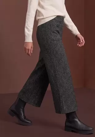 Broek met High Waist en Wide Leg pijpen in casual pasvorm