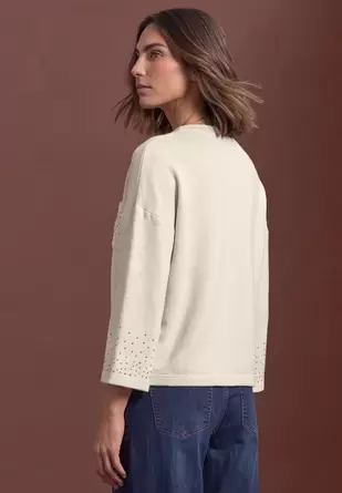 Shirt met 3/4-mouwen en siersteentjes
