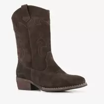 Suède meisjes cowboylaarzen donkerbruin
