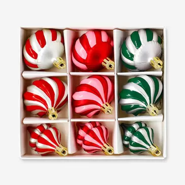 Set of baubles - Red and green - 9 pcs