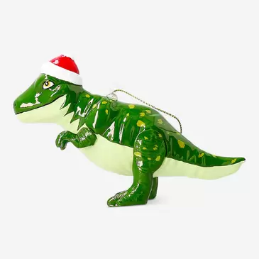 Bauble - Dinosaur with Santa hat