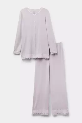 Long Button-Up Modal and Lace Pyjamas