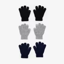 3 paar touchscreen handschoenen zwart grijs blauw