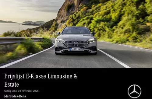 Catalogus van Mercedes-Benz in Velsen-Noord | Prijslijst E-Klasse Limousine & Estate | 2025-12-22T00:00:00.000Z - 2026-03-31T00:00:00.000Z