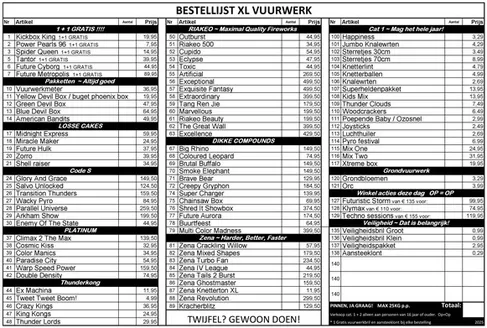 Catalogus van XL vuurwerk in Hilversum | Folder | 2025-12-24T00:00:00.000Z - 2026-01-07T00:00:00.000Z