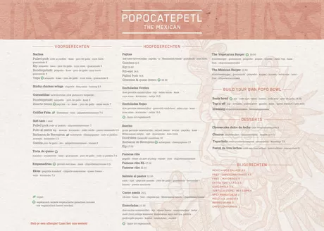 Catalogus van Popocatepetl in Groningen | Menu | 2025-12-30T00:00:00.000Z - 2026-01-04T00:00:00.000Z
