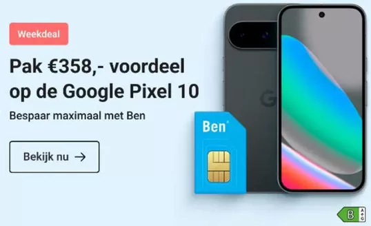 Catalogus van Belsimpel in Rotterdam | €358 voordeel op de Google Pixel 10 | 2026-01-12T00:00:00.000Z - 2026-01-18T00:00:00.000Z