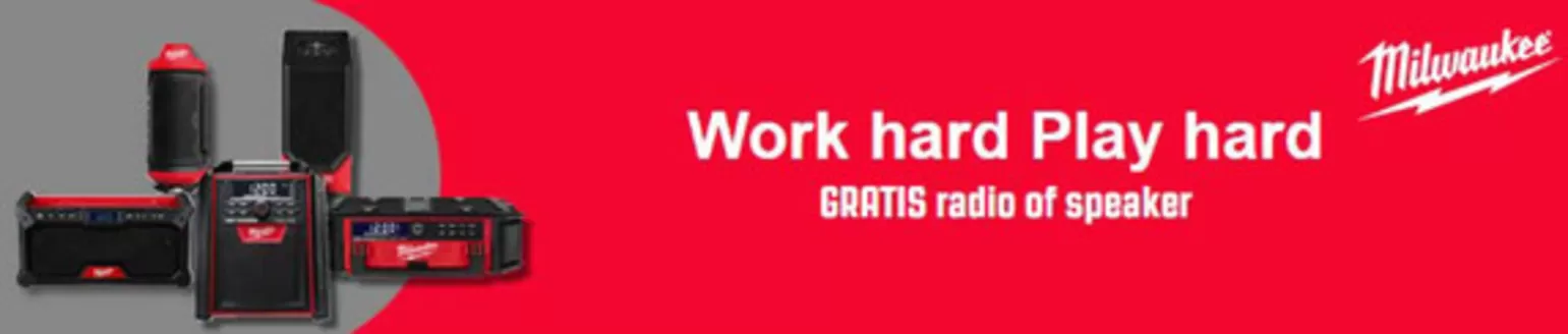 Catalogus van Toolstation in Utrecht | Koop voor minimaal €543,29 aan geselecteerde Milwaukee producten en krijg een radio of speaker cadeau na registratie. Hoe meer je uitgeeft, hoe beter de radio (Bekijk de voorwaarden) | 2026-03-03T00:00:00.000Z - 2026-05-31T00:00:00.000Z