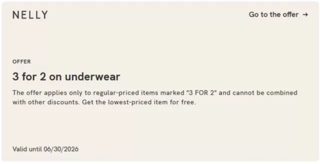 Catalogus van Nelly in Lelystad | 3 for 2 on underwear | 2026-03-04T00:00:00.000Z - 2026-06-30T00:00:00.000Z
