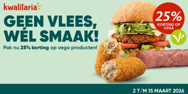 Catalogus van Kwalitaria in Haarlem | Pak nu 25% korting op vega producten | 2026-03-06T00:00:00.000Z - 2026-03-15T00:00:00.000Z