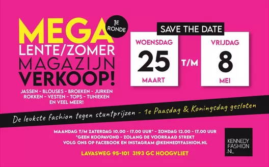 Catalogus van Kennedy Fashion in Venlo | Mega Lente/Zomer Magazijn Verkoop! | 2026-04-01T00:00:00.000Z - 2026-05-08T00:00:00.000Z