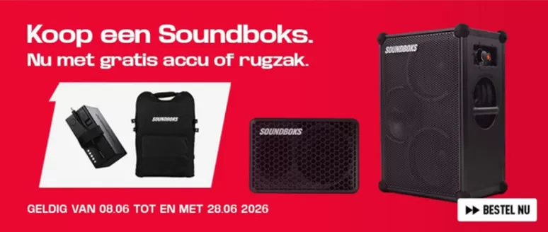 Catalogus van Bax Music | Koop een soundboks. | 2026-06-11T00:00:00.000Z - 2026-06-28T00:00:00.000Z