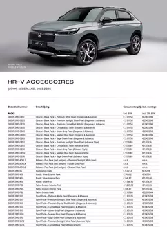 Catalogus van Honda | Honda HR-V e:HEV Accessoires prijslijst | 2026-07-01T00:00:00.000Z - 2026-07-31T00:00:00.000Z