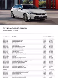 Catalogus van Honda | Honda Civic e:HEV Accessoires prijslijst | 2026-07-01T00:00:00.000Z - 2026-07-31T00:00:00.000Z