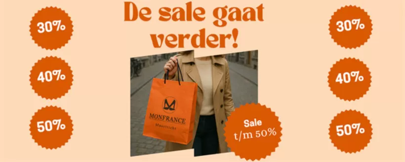 Monfrance Schoenmode folder in Middelburg | De Sale Gaat Verder! | 2026-08-07T00:00:00.000Z - 2026-08-21T00:00:00.000Z
