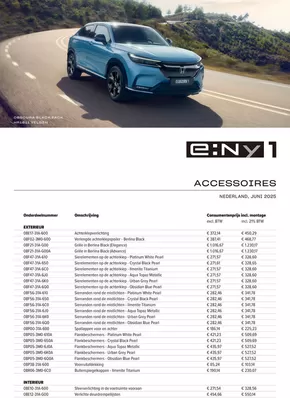 Catalogus van Honda in Tilburg | Honda e:Ny1 — Prijslijst Accessoires | 2025-07-19T00:00:00.000Z - 2025-08-02T00:00:00.000Z