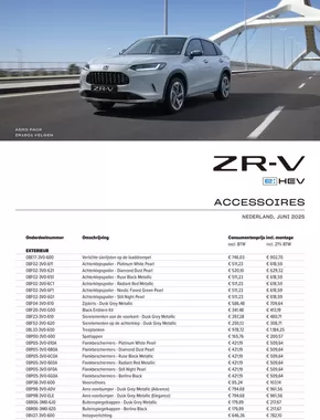 Catalogus van Honda in Tilburg | Honda ZR-V e:HEV — Prijslijst Accessoires | 2025-07-19T00:00:00.000Z - 2025-08-02T00:00:00.000Z