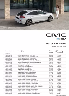 Catalogus van Honda in Tilburg | Honda Civic e:HEV — Prijslijst Accessoires | 2025-07-19T00:00:00.000Z - 2025-08-02T00:00:00.000Z