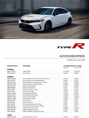 Catalogus van Honda in Tilburg | Honda Civic Type R — Prijslijst Accessoires | 2025-07-19T00:00:00.000Z - 2025-08-02T00:00:00.000Z