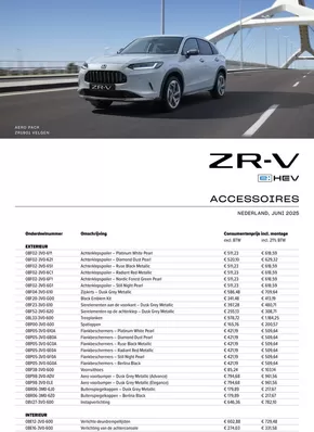 Catalogus van Honda in Dordrecht | Honda ZR-V e:HEV — Prijslijst Accessoires | 2025-07-23T00:00:00.000Z - 2025-08-06T00:00:00.000Z