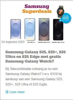 Catalogus van Telecombinatie in Eindhoven | Samsung Superdeals | 2025-08-04T00:00:00.000Z - 2025-09-07T00:00:00.000Z