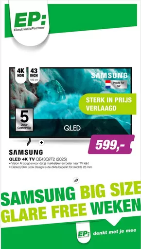 Catalogus van EP in Maarssen | Samsung big size glare free weken | 2025-08-18T00:00:00.000Z - 2025-10-24T00:00:00.000Z