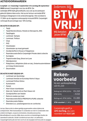 Catalogus van Carpetright in Limmen | Btw vrij! | 2025-09-04T00:00:00.000Z - 2025-09-28T00:00:00.000Z
