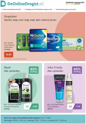 Catalogus van De Online Drogist in Zeewolde | Stoptober Samen stap voor stap naar een rookvrij leven | 2025-09-17T00:00:00.000Z - 2025-10-04T00:00:00.000Z