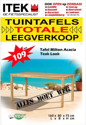 Catalogus van iTEK in Deventer | Tuintafels totale leegverkoop | 2025-09-17T00:00:00.000Z - 2025-10-01T00:00:00.000Z