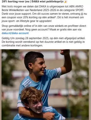 Catalogus van Daka Sport in Hoorn | 𝟐𝟎% 𝐤𝐨𝐫𝐭𝐢𝐧𝐠 𝐯𝐨𝐨𝐫 𝐣𝐨𝐮 | 2025-09-22T00:00:00.000Z - 2025-09-28T00:00:00.000Z