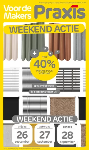 Catalogus van Praxis in Barneveld | Praxis week 39 2025 weekend | 2025-09-26T00:00:00.000Z - 2025-09-28T00:00:00.000Z