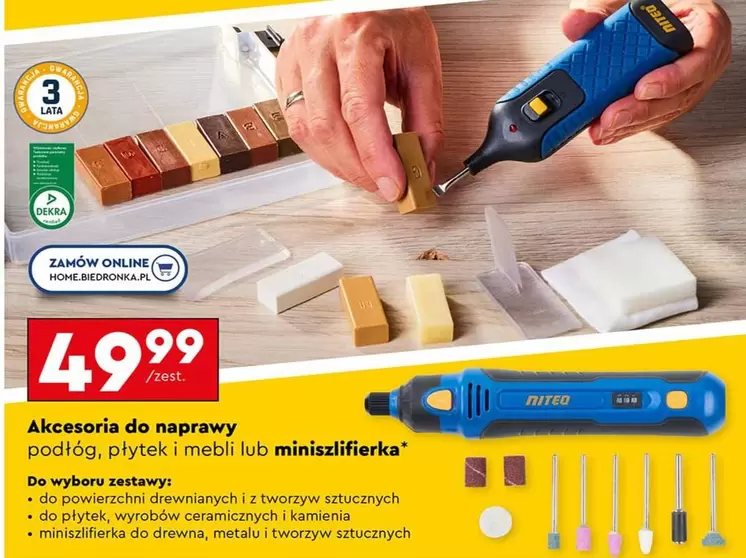 Akcesoria do naprawy podłóg, płytek i mebli lub miniszlifierka