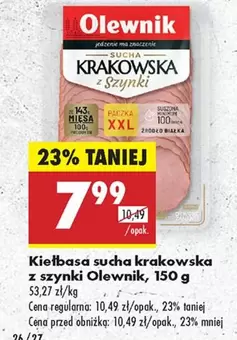 Kiełbasa sucha krakowska z szynki
