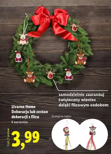 Dekoracja lub zestaw dekoracji z filcu