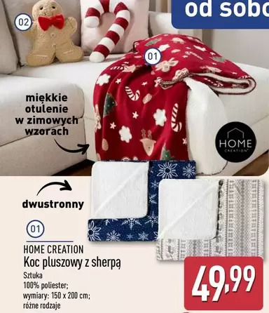 Koc pluszowy z sherpą