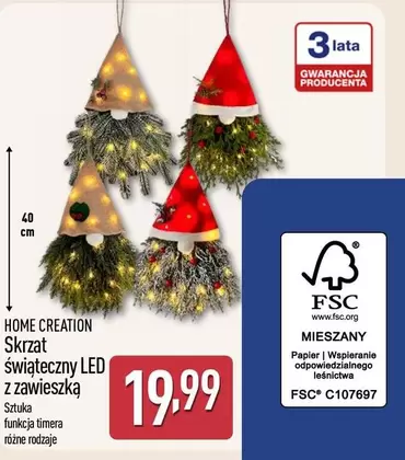 Skrzat świąteczny LED z zawieszką